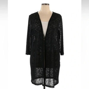 Jones Studio Black Semi Sheer 3/4 Sleeve Cardigan Plus Size 1X